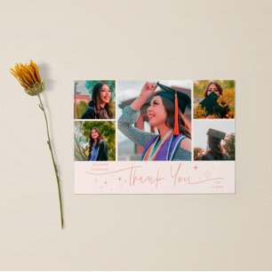 Twinkle Stars Peach Grad Multi Photo Thank You Announcement