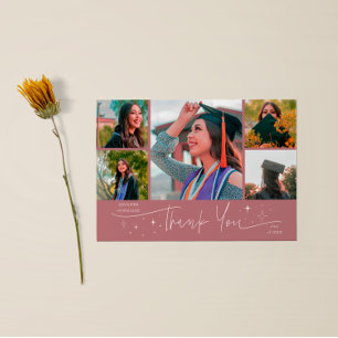 Twinkle Stars Pink Grad Multi Photo Thank You Announcement