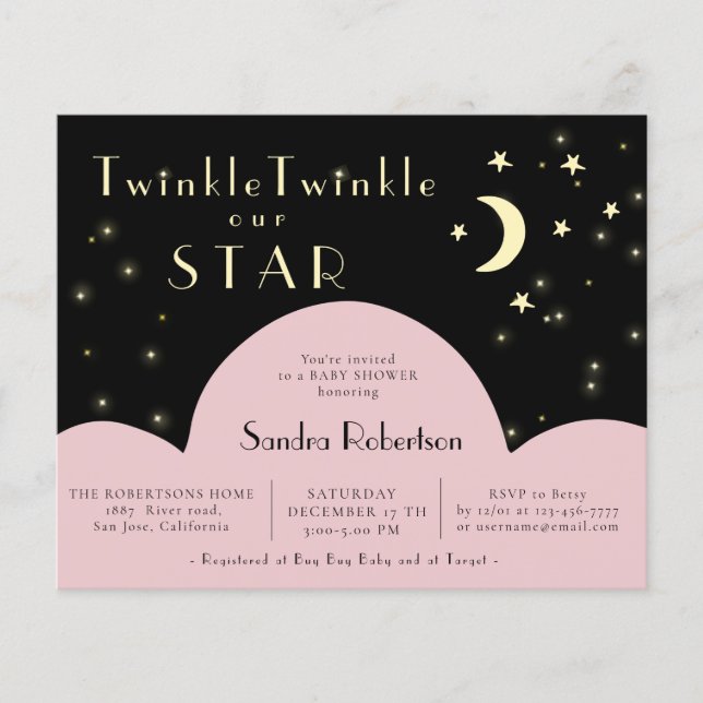 Twinkle Stars Shining | Black Budget Baby Shower (Front)