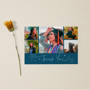 Twinkle Stars Teal Grad Multi Photo Thank You Announcement