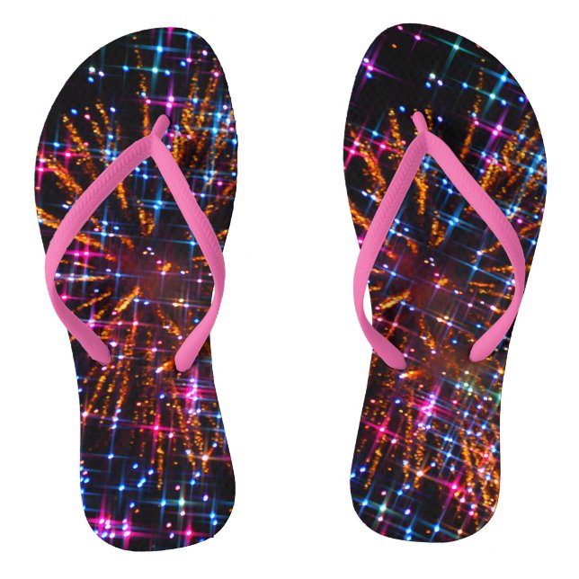 Twinkle Toes Fireworks Adult Flip Flops (Footbed)