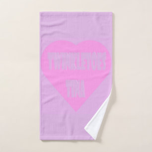 Twinkle toes Tina pink and mauve pastels heart Hand Towel