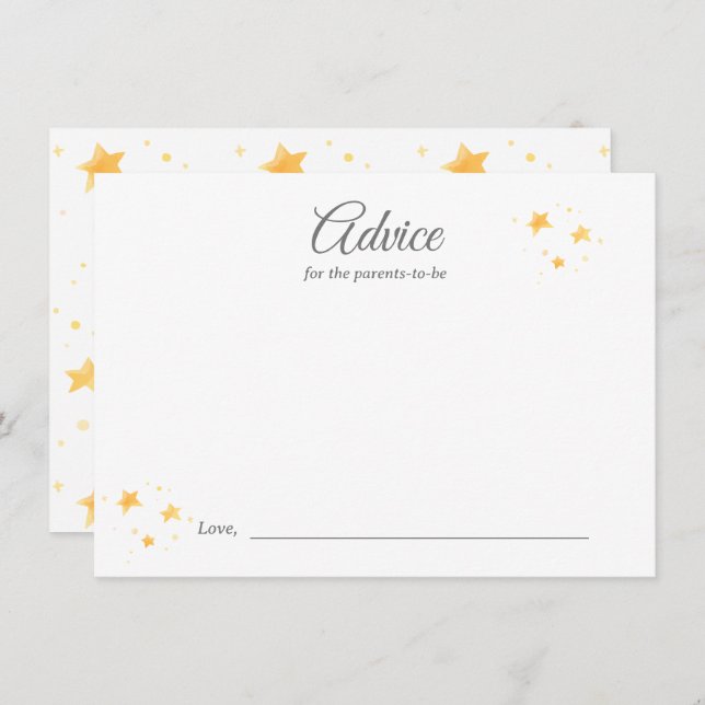 Twinkle Twinkle Advice for Baby Shower Activity Enclosure Card (Front/Back)