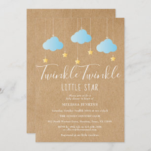 Twinkle Twinkle Baby Boy Shower / Sprinkle Rustic Invitation