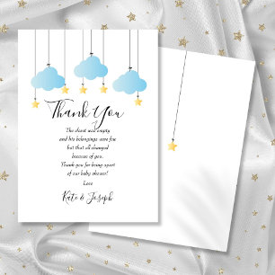 Twinkle Twinkle Baby Boy Shower Thank You Poem Card