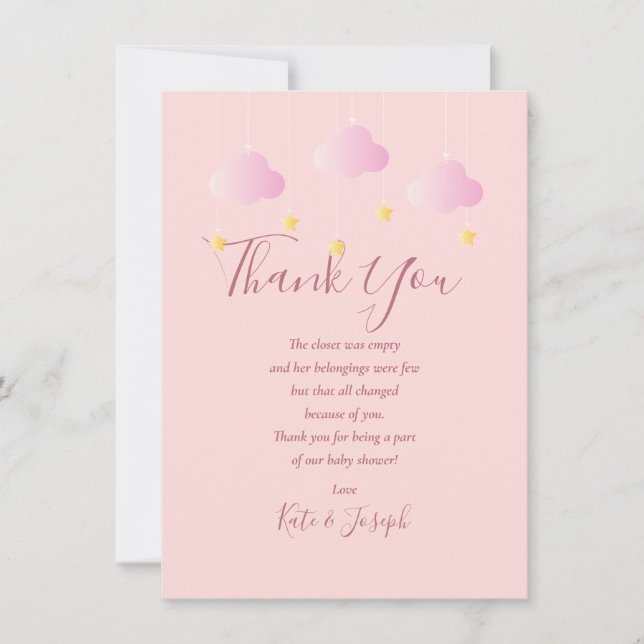 Twinkle Twinkle Baby Girl Pink Thank You Poem (Front)