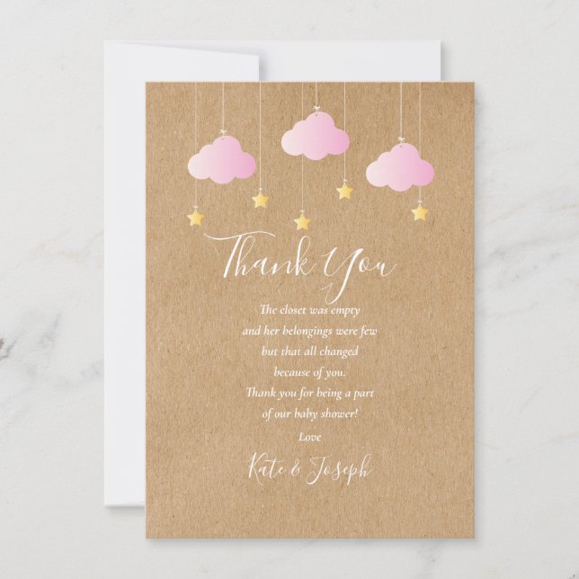 Twinkle Twinkle Baby Girl Shower Thank You Poem (Front)