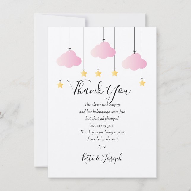 Twinkle Twinkle Baby Girl Shower Thank You Poem (Front)