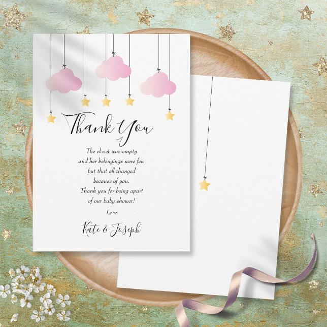 Twinkle Twinkle Baby Girl Shower Thank You Poem Card (Creator Uploaded)