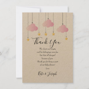 Twinkle Twinkle Baby Girl Shower Thank You Poem Card