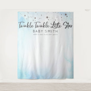 Twinkle Twinkle Baby Shower Backdrop Blue Tapestry