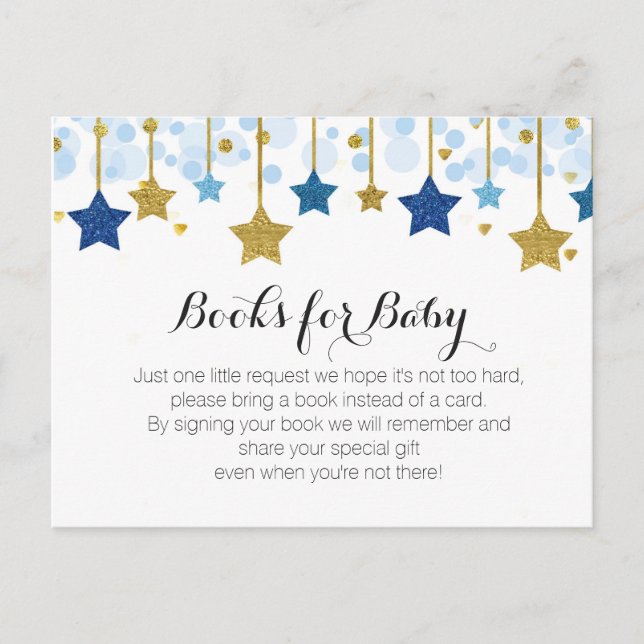 Twinkle Twinkle Baby Shower - Bring a book insert Invitation Postcard (Front)