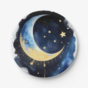 Twinkle Twinkle Baby Shower: Moon & Stars Paper Plate