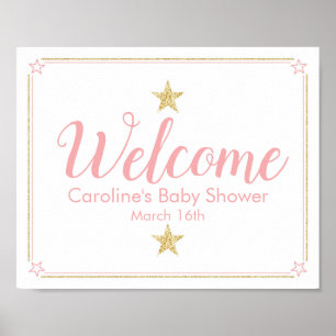 Twinkle Twinkle Baby Shower Welcome Sign pink gold