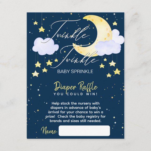 Twinkle Twinkle Baby Sprinkle Diaper Raffle  Enclosure Card (Front)