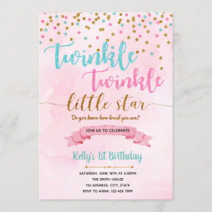 Twinkle Twinkle birthday invitation card