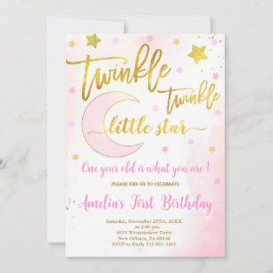 Twinkle Twinkle Birthday, Moon & Stars Birthday Invitation