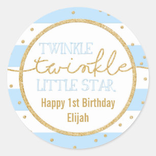 Twinkle Twinkle Blue and Gold Birthday Sticker