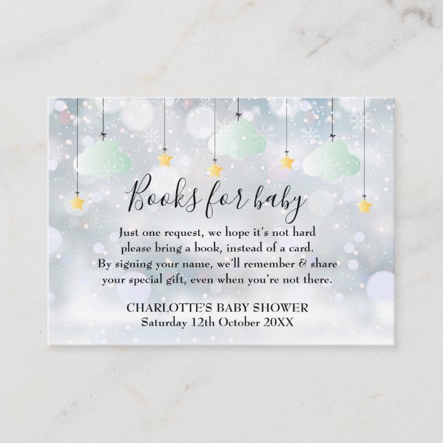 Twinkle Twinkle Books For Baby Winter Baby Shower Enclosure Card (Front)