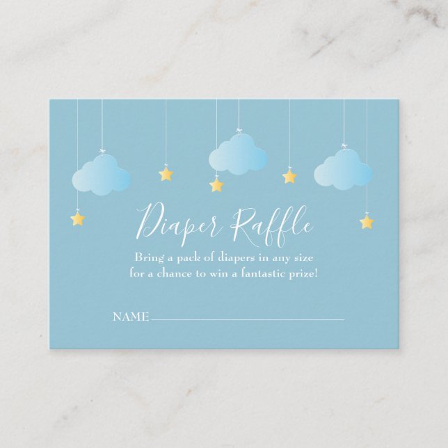 Twinkle Twinkle Diaper Raffle Baby Boy Shower Enclosure Card (Front)