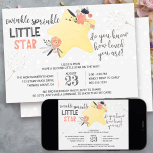 Twinkle Twinkle Floral Star Baby Sprinkle Invitation