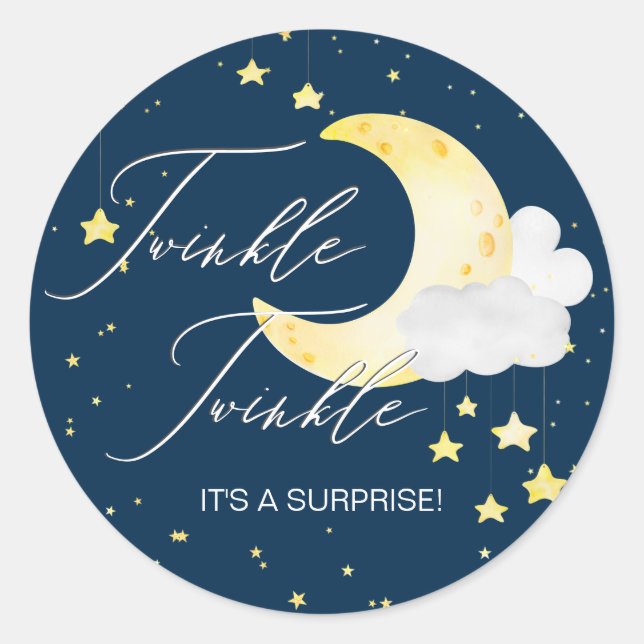 Twinkle Twinkle Gender-Neutral Baby Shower Classic Round Sticker (Front)