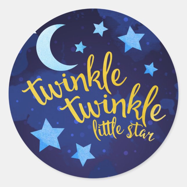 Twinkle Twinkle Gender Neutral Baby Shower Classic Round Sticker (Front)