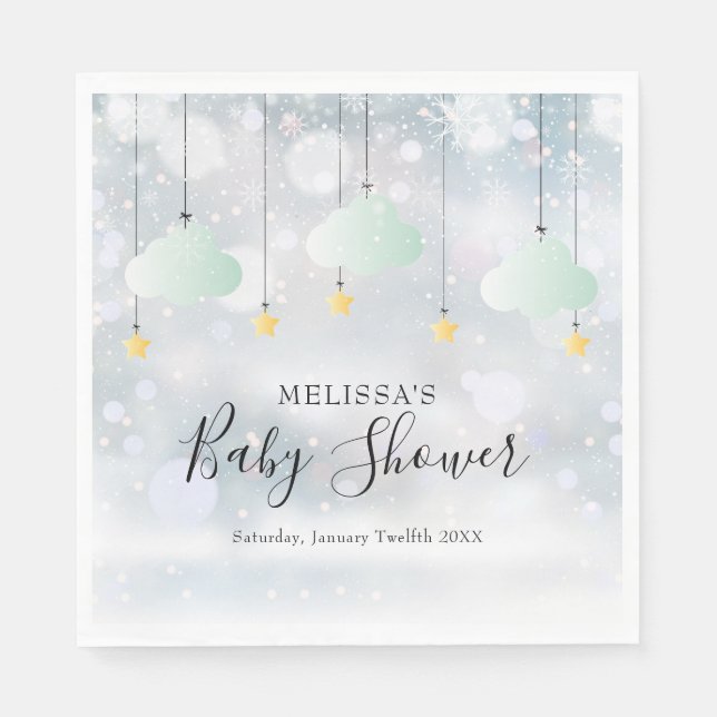 Twinkle Twinkle Gender Neutral Winter Baby Shower Napkin (Front)