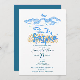 "TWINKLE TWINKLE IT'S A SPRINKLE" Baby Boy Shower Invitation