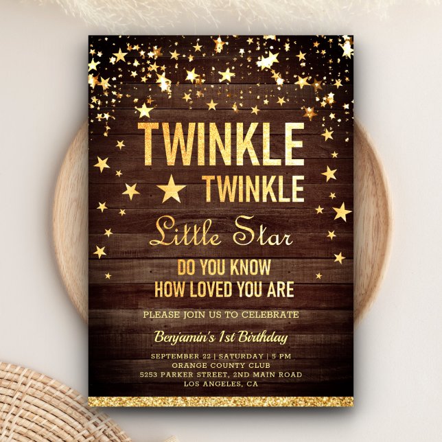 Twinkle Twinkle Little Star 1st Birthday Party Invitation (Creator Uploaded)