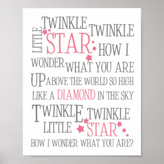 TWINKLE TWINKLE LITTLE STAR - 8X10 ART PRINT PINK