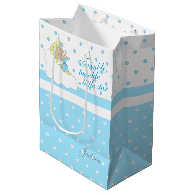 Twinkle, Twinkle Little Star - Baby Blue Medium Gift Bag (Front Angled)