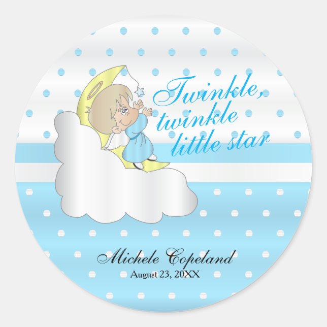 Twinkle, Twinkle Little Star -  Baby Boy Classic Round Sticker (Front)