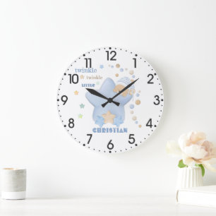 Twinkle Twinkle Little Star Baby Boy Teddy Bear La Large Clock