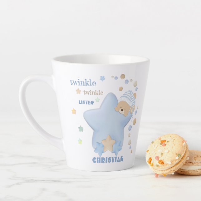 Twinkle Twinkle Little Star Baby Boy Teddy Bear La Latte Mug (In Situ)
