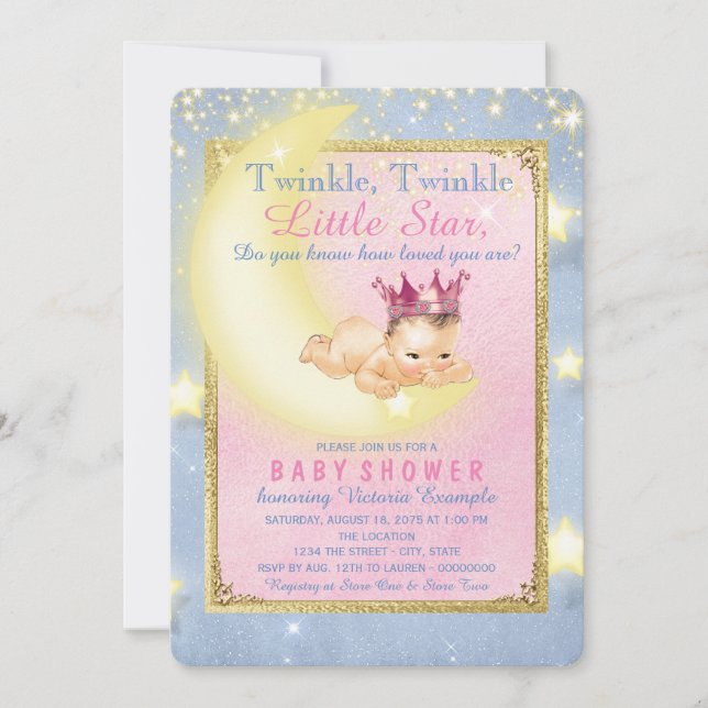 Twinkle Twinkle Little Star Baby Girl Shower Invitation (Front)