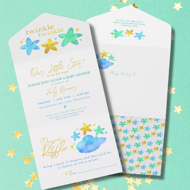 Twinkle Twinkle Little Star Baby Shower All In One Invitation (Creator Uploaded)