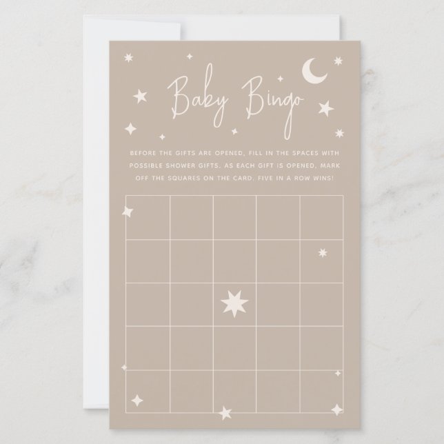 Twinkle Twinkle Little Star Baby Shower Bingo Card (Front)