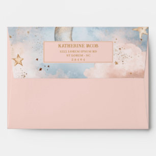 Twinkle twinkle little star baby shower blush pink envelope