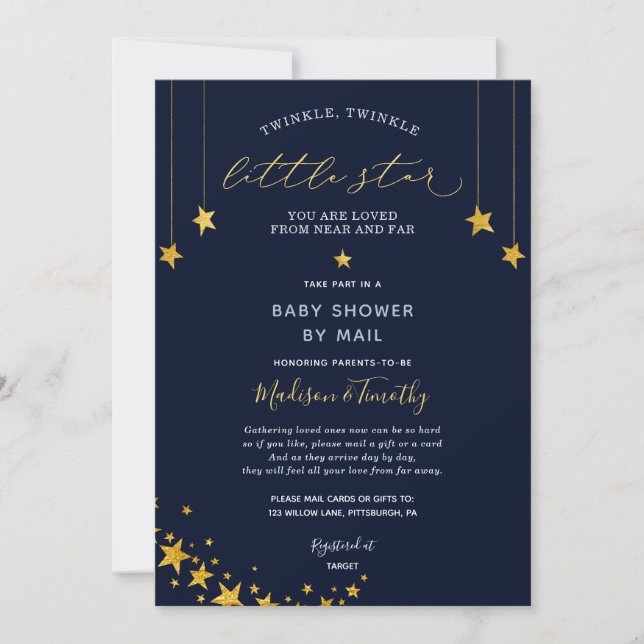 Twinkle Twinkle Little Star Baby Shower by Mail Invitation (Front)