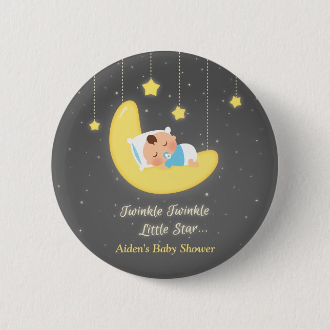Twinkle Twinkle Little Star Baby Shower Favours 6 Cm Round Badge (Front)