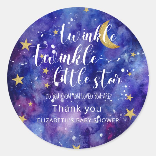 Twinkle Twinkle Little Star Baby Shower Galaxy Classic Round Sticker (Front)