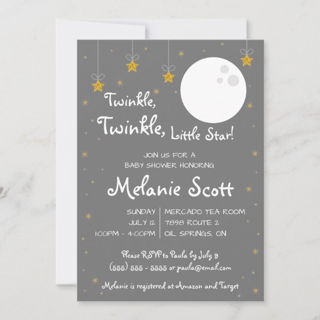 Twinkle, Twinkle, Little Star!  Baby Shower Invita Invitation (Front)