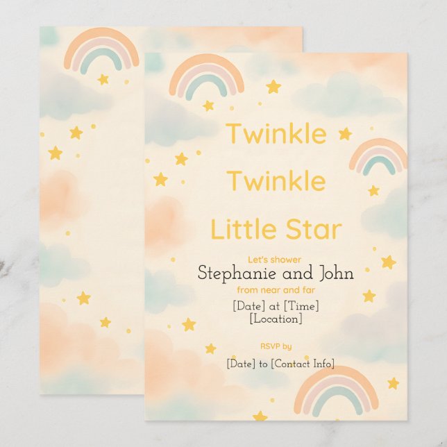 Twinkle Twinkle Little Star Baby Shower Invitation (Front/Back)
