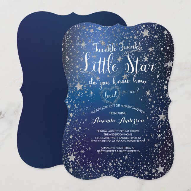 Twinkle Twinkle Little Star Baby Shower Invitation (Front/Back)