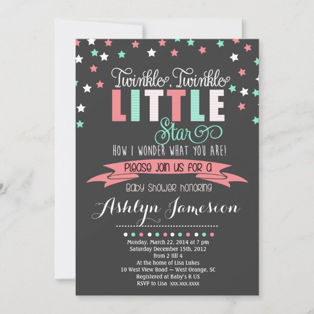 Twinkle Twinkle Little Star Baby Shower INvitation (Front)