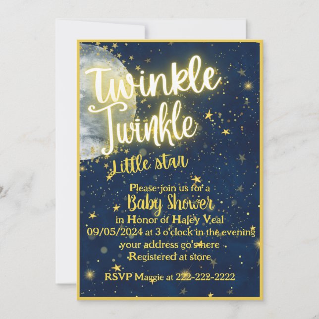 Twinkle Twinkle little star Baby shower invitation (Front)
