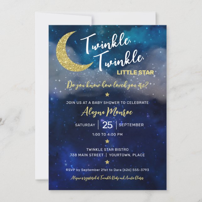 Twinkle Twinkle Little Star Baby Shower Invitation (Front)