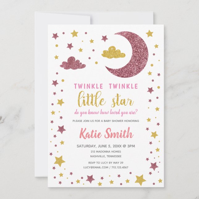 Twinkle Twinkle Little Star Baby Shower Invitation (Front)