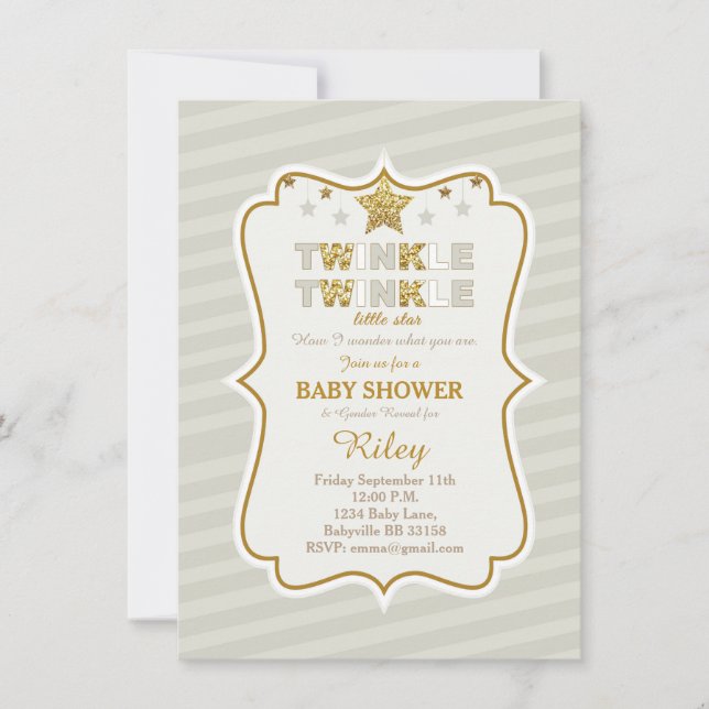 Twinkle Twinkle little star baby shower invitation (Front)